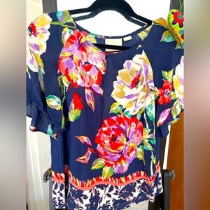 Maeve Blue Floral Silk Blouse (size 6)